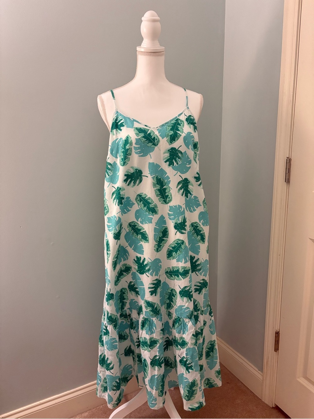 J. Crew Women’s Tropical Leaf Print Slip Dress - Green/White